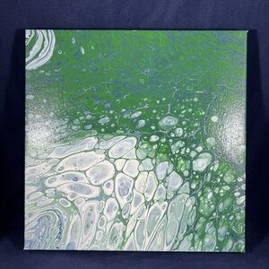 Rock Shore 10 x 10 Acrylic Pour Painting by Kat Sanders Painting Abstract Fluid